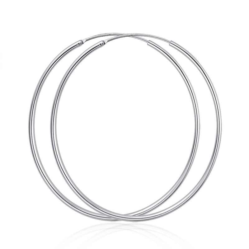 YFN Hoop Earrings for Women Sterling Silver Polished Round Circle Endless Earrings Diameter 60 mm/1.8 Inch - Image 1